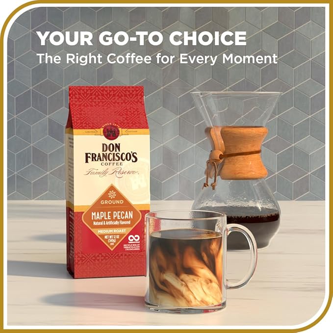 Don Francisco's Maple Pecan Ground Coffee Medium Roast – 100% Arabica Seasonal Flavored Coffee 3-Pack of 12 oz Bags