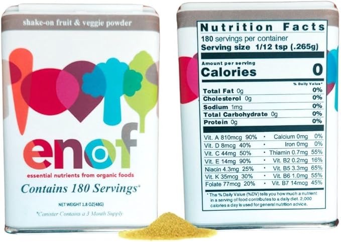 ENOF Organic Fruit and Vegetable Powder Supplement Kids &amp Adults | 10 Clean Ingredients - Strawberry Spinach | Gluten &amp GMO Free Vegetable Powder for Kids | 180 Servings 3 Mo. Supply Made i