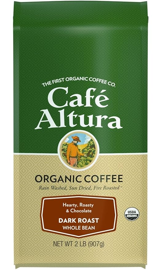 Cafe Altura Whole Bean Organic Coffee Dark Roast 2 lb Bag