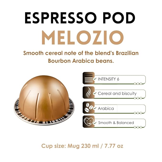 MELOZIO Bundle 7.77 ounce - 30 Capsules 3 Sleeves [V-LINE COFFEE MACHINE] Perfect Blend for Medium to Soft Intensity with rich and foamy crema