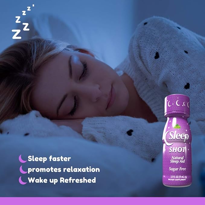 Sleep Shot by Alfa Vitamins - Contains 10 MG of Melatonin Vitamin B6 L-Theanine for Healthy Sleep &amp Night time Routine- 2.5oz Shot Bottle - 20 Pack