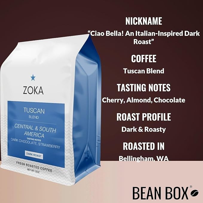 Bean Box Coffee Sampler - Roasted by Zoka 4-Pack Whole Bean Coffee Gourmet Coffee