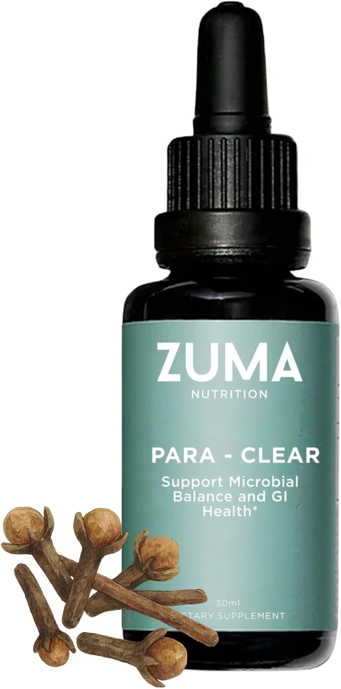 Zuma Nutrition para-Clear Vegan Herbal Liquid with Clove Extract &amp Sweet Wormwood for Gut Health &amp Immune Support Plant Based Water Soluble Supplement for Men &amp Women 30 mL Bottle