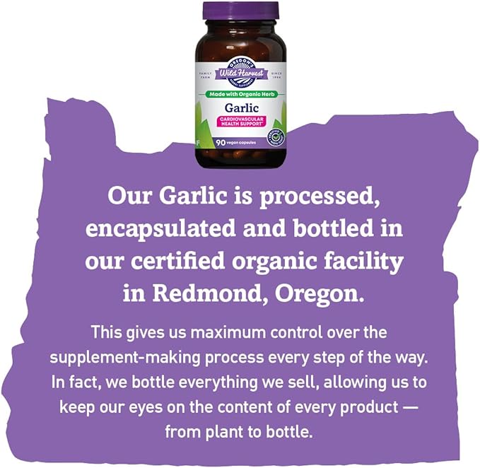 Oregon's Wild Harvest Certified Organic Garlic Capsules Non-GMO 1575 MGS 90 Count