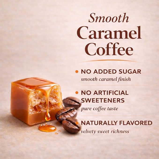 Flavored Ground Coffee – Caramel 100% Arabica Single Origin Medium Roast USDA Organic Naturally Flavored – by Coffea Flavor