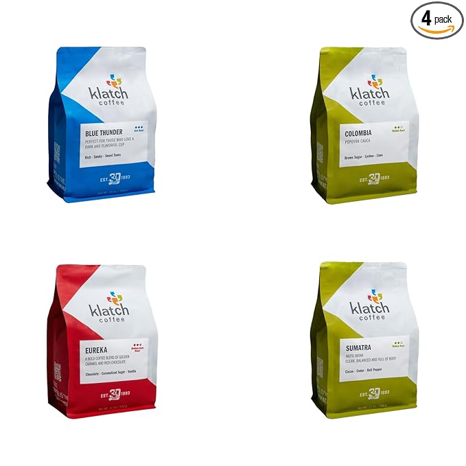 Bean Box Coffee Sampler - Roasted by Klatch 4-Pack Freshly Ground Coffee Gourmet Coffee