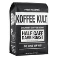 Koffee Kult Half Caff Coffee Whole Bean Dark Roast Half Caffeine Decaf Low Acid Naturally Decaffeinated (Whole Bean 32oz)