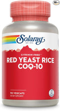 SOLARAY Red Yeast Rice Plus CoQ-10 &amp No-Flush Niacin Vitamin B-3 Healthy Heart &amp Cardiovascular Support Non-Irradiated &amp Citrinin Free 60 Day Money Back Guarantee 90 Servings 90 VegCa