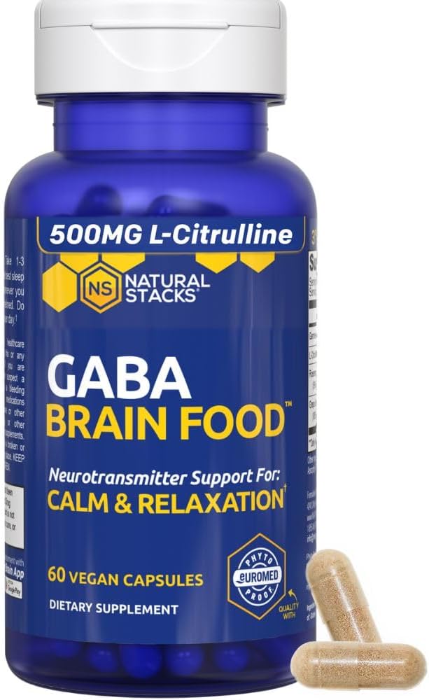 NATURAL STACKS Serotonin &amp GABA Brain Food Bundle - Supports a Positive Mood &amp Calmness* - 120 Total Capsules
