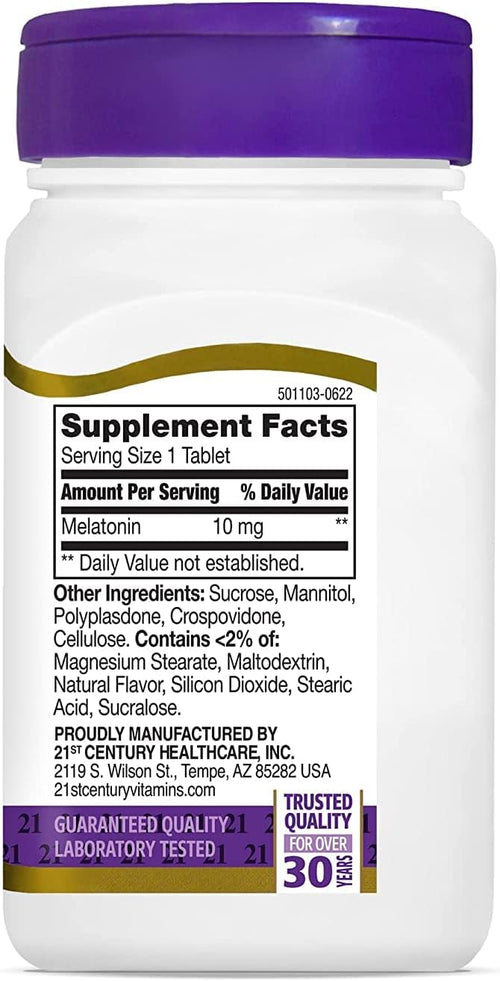 21st Century Melatonin Cherry Flavor 10 mg 120 Quick Dissolve Tablets - 2pc