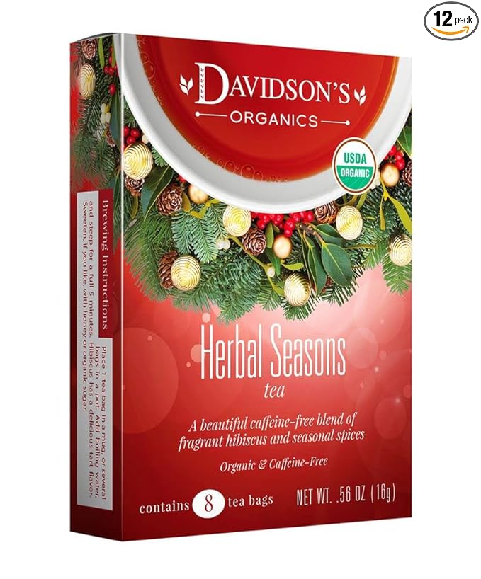 Davidson's Organics Herbal Seasons Tea 8-count Tea Bags Pack of 12