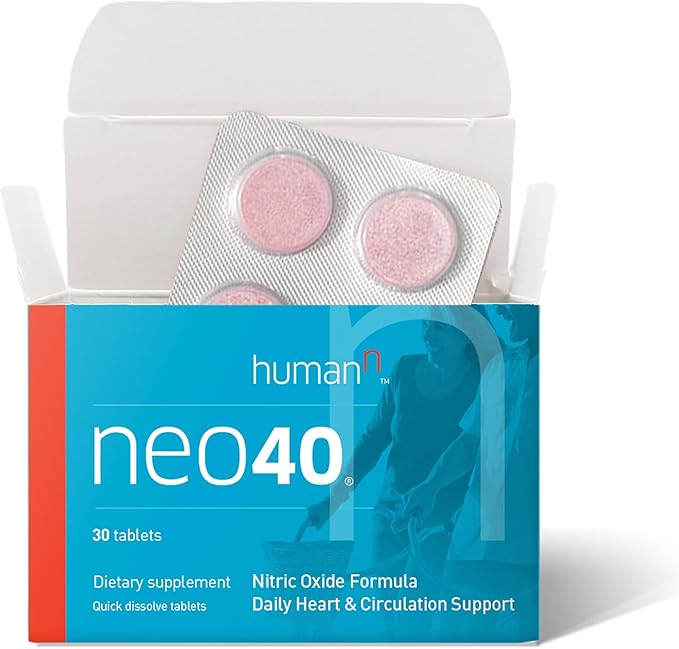 HumanN Neo40 Daily Heart &amp Blood Circulation Supplements to Boost Nitric Oxide - Supports Blood Pressure - from Maker of SuperBeets -Includes 30 Dissolvable Tablets - Tasty Fruity Flavor
