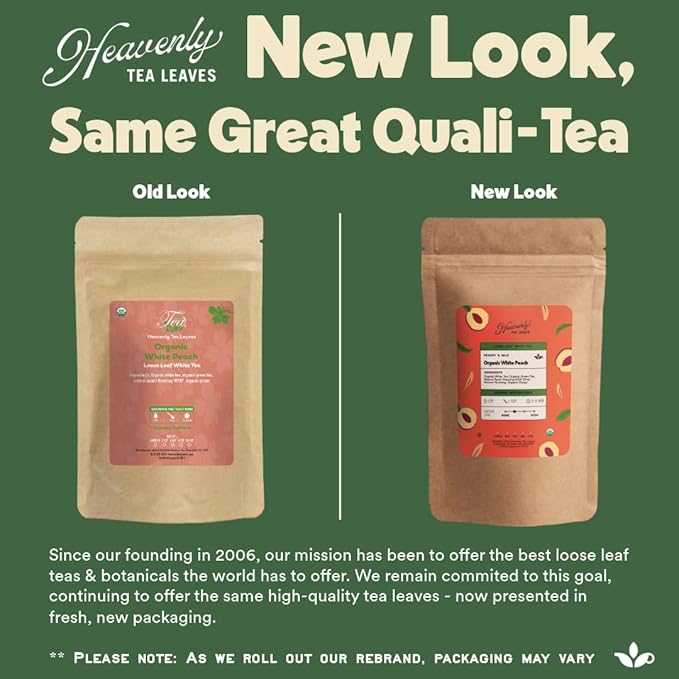 Heavenly Tea Leaves Organic Blueberry Delight Loose Leaf Herbal Tea 4 oz. (Approx. 50 Cups of Tea) - Naturally Caffeine Free Perfect Hot or Iced Fruity Flavor