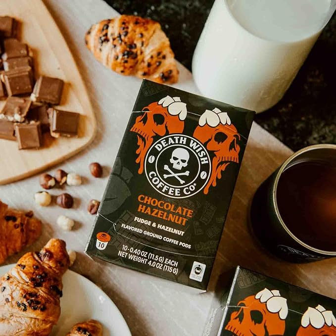 Death Wish Coffee Chocolate Hazelnut Single-Serve Pods USDA Organic and Fair Trade 30 Count