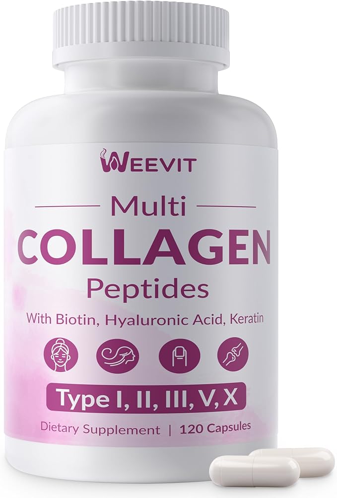 Collagen Peptides for Women Hydrolyzed Collagen Capsules - Type I II III V X - 1500mg Multi Collagen with Biotin Hyaluronic Acid Keratin Vitamin C