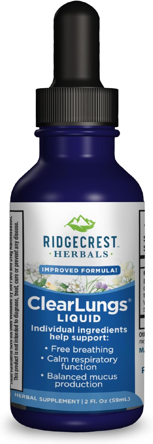 Ridgecrest Herbals ClearLungs Liquid Herbal Supplement Orange Flavor Alcohol Free for Adults and Kids Natural Lung and Nasal Wellness Formula for Bronchial and Mucus Support (2 fl oz 29 Servings)