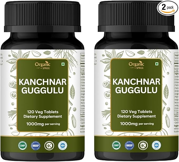 Kanchnar Guggulu 120 Tablets - Supports Detox and Lymphatic Health* - Ayurvedic Formulation - Certified and Vegetarian - Pack of 2