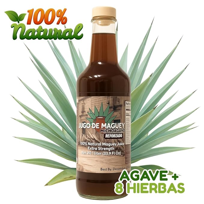HERBALISTA Maguey Black Juice - Jugo De Maguey Tarasco Asado Extract 33.3 Fl Oz (1 Liter) | All Natural 100% Juice | Jugo de Maguey de Michoacan Sabor Natural
