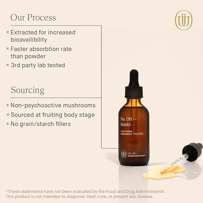 Reishi Mushroom Extract - Double Extracted Fruitbody Mushroom Tincture | Wellness Booster Improve Sleep Balance Hormones (60 Servings)