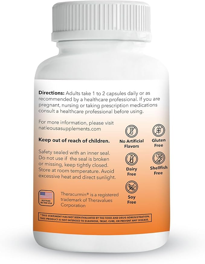 Theracurmin Turmeric Curcumin Supplement 120 Count High Absorption Turmeric &amp Curcumin - Joint Supplement for Men and Women - 42.6X More Bioavailablity