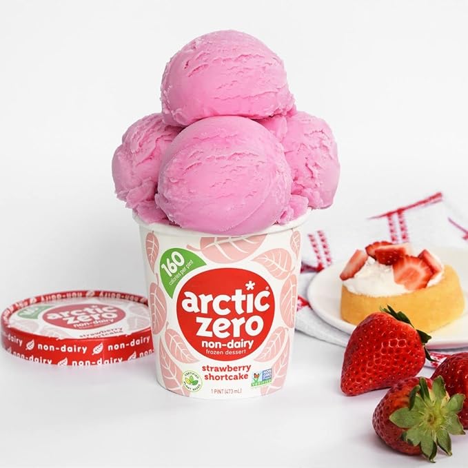 Arctic Zero Non-Dairy Plant Based Frozen Dessert Pints Pack of 6 (Strawberry Shortcake) 6.0 Count
