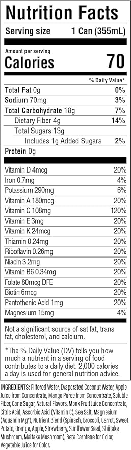 GREATER THAN Hydration for Her - Nutrient Enhanced Coconut Water Electrolyte Beverage with Real Fruit Plant-Based Vitamins &amp Fiber Clean Functional Hydration Orange Mango 12 oz (12 Pack)