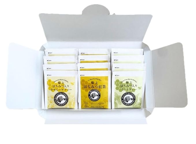 Lakshimi Premium Honey Tea Assortment (3 Flavors: Honey Chamomile Mint) - 12 Bags (4 x 3 Flavors) -Tasting