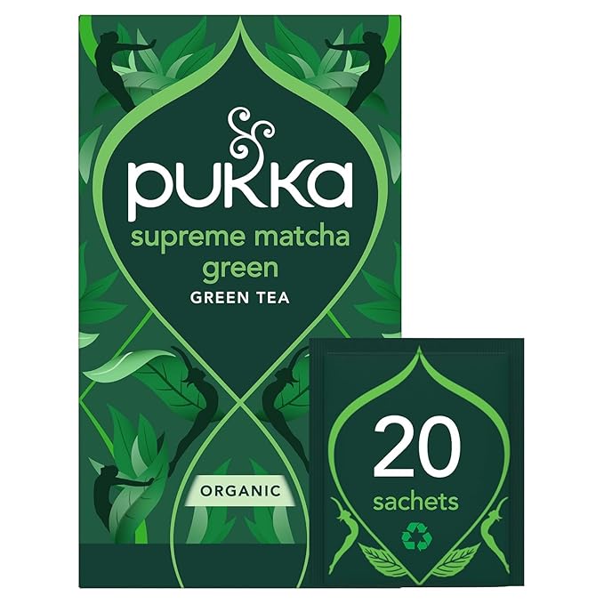 Pukka Supreme Matcha Green Organic Herbal Tea Energizing Infusion With Matcha Powder Ideal For Daily Vitality Caffeine Free 80 Total Tea Bags (20ct - Pack of 4)