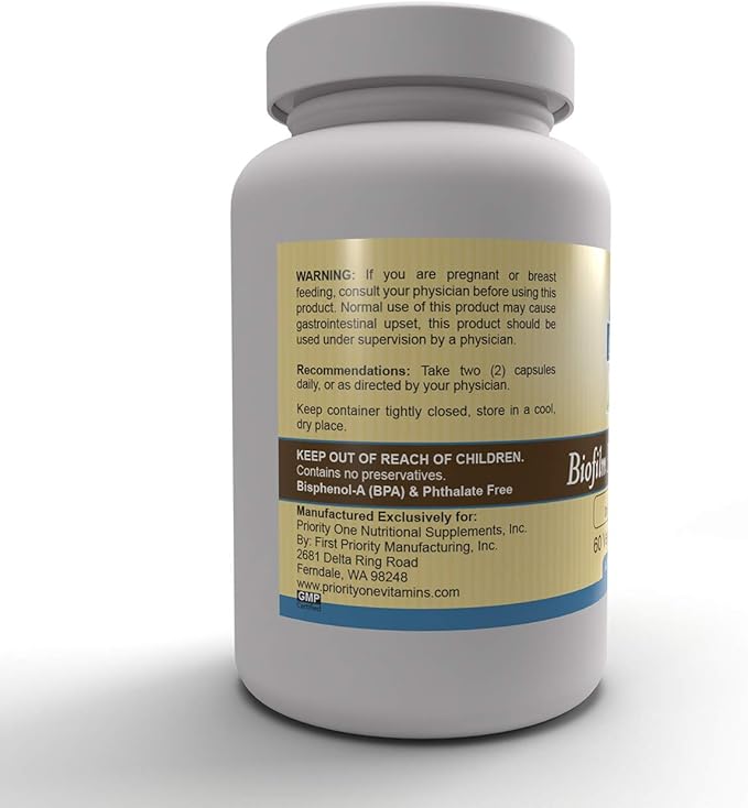 Priority One Vitamins Biofilm Phase-2 Advanced 60 Vegetarian Capsules Exclusively formulated by: Dr. Paul S. Anderson - Disruption of Advanced biofilms*