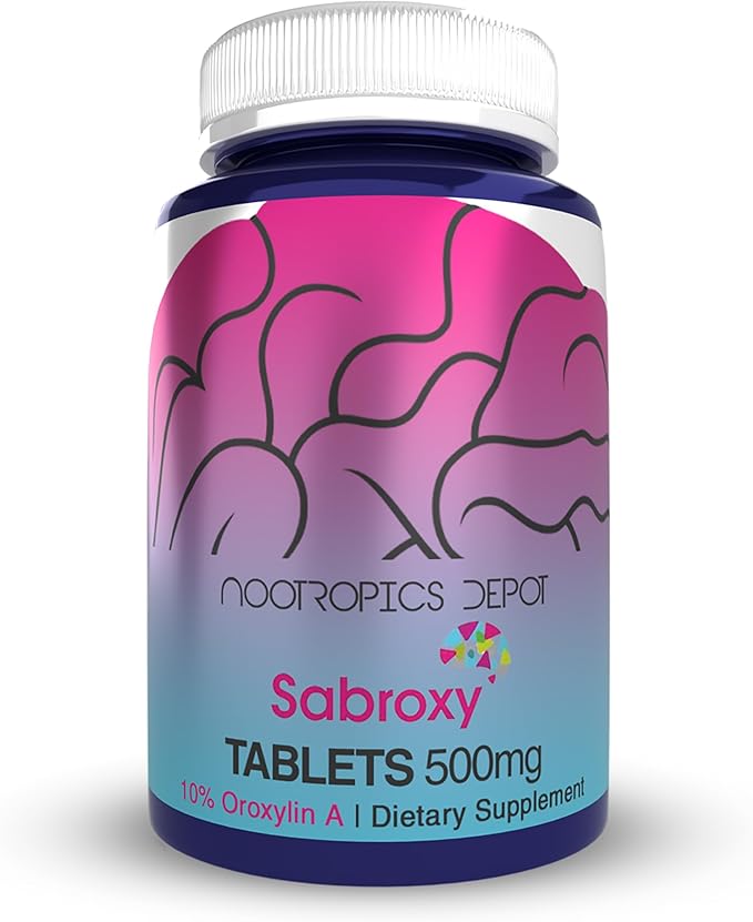 Nootropics Depot Sabroxy® Tablets | 500mg | 30 Count | Minimum 10% Oroxylin-A | Oroxylum indicum | May Help Promote Focus &amp Motivation | May Help Promote Cognitive Function