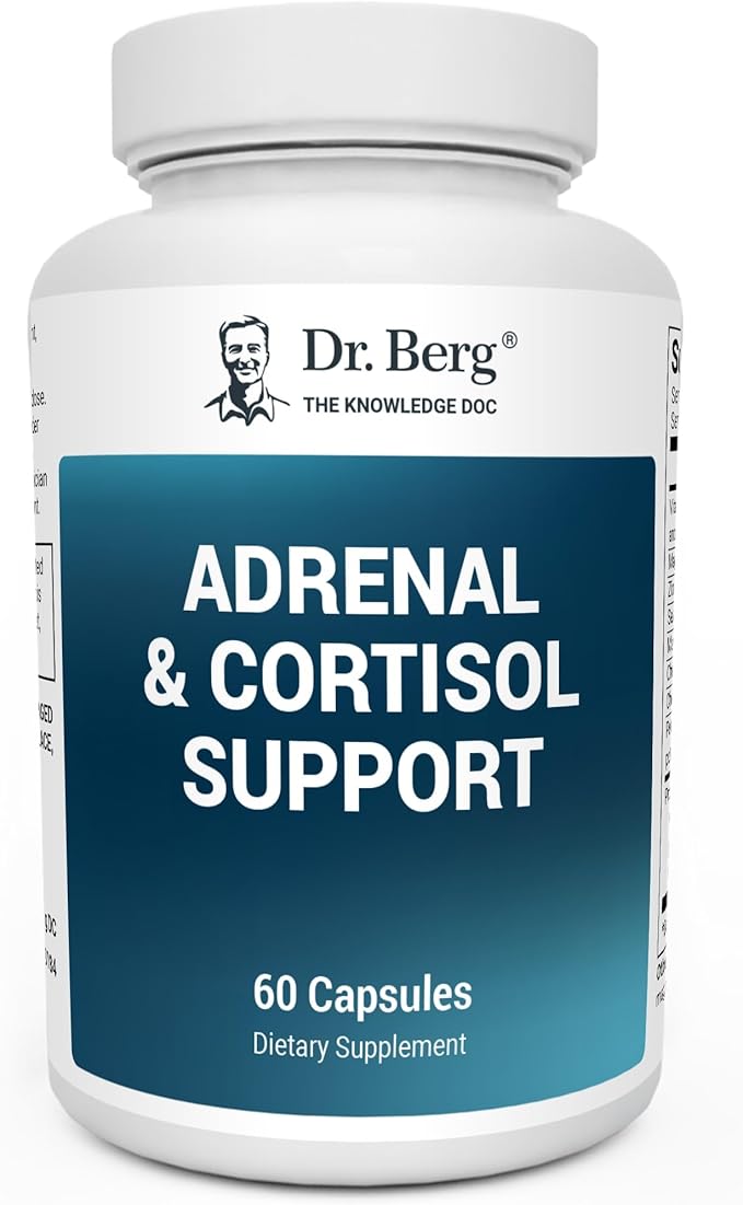 Dr. Berg Adrenal &amp Cortisol Capsules - Adrenal Supplement &amp Cortisol Manager - Mood Focus Relaxation and Stress Support - Adrenal Supplements with Ashwagandha Extracts - 60 Capsules