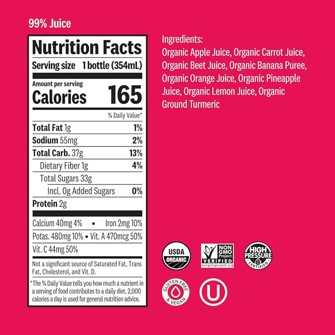 Suja Essentials Organic Sweet Beets Juice 12 Fluid Ounce - 6 per case.