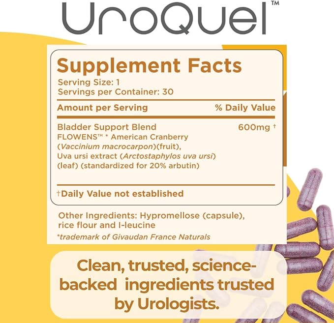 UroQuel - Natural Bladder Control Cranberry Supplement - Reduce Bathroom Urgency Frequency Incontinence with Flowens - OBGYN Formulated - Cranberry Pills for Women &amp Men - by Heale - 30 Capsule