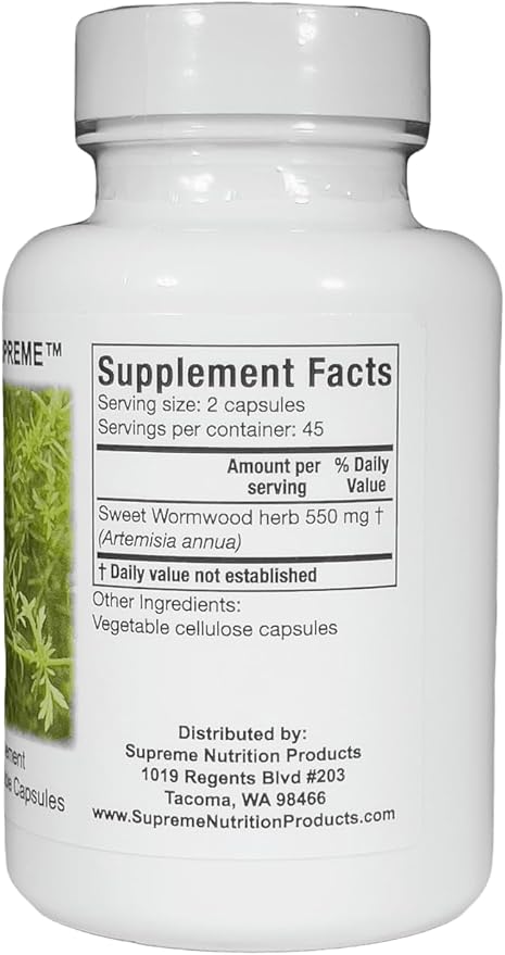 Supreme Nutrition Artemisia Supreme 90 Pure Sweet Wormwood Vegetarian Capsules (90 Count (Pack of 2))