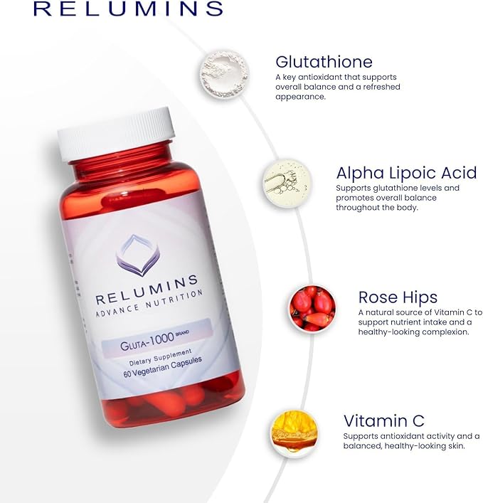 Relumins Premium Marine Collagen Pineapple Flavor 10 Sachets and Gluta 1000 Vegetarian Capsule Skin Support - Bundle