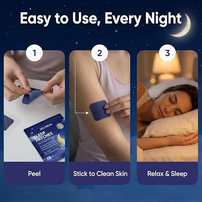 Drowzen Sleep Patches Delorien Sleep Patches for Adults Herbal Melatonin &amp Valerian Night Patches Sleeping Stickers for Relaxation &amp Nighttime Rest 30 Patches (3PCS)