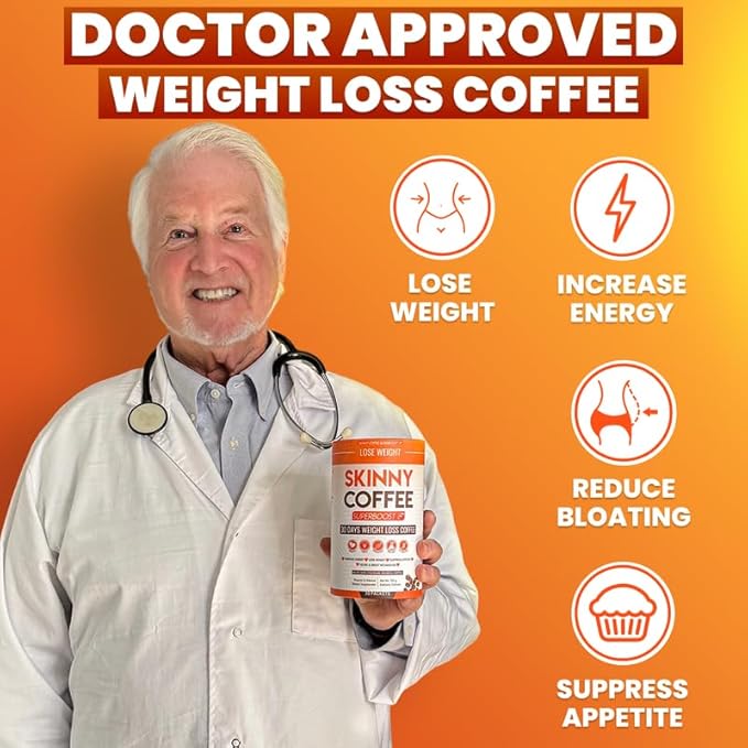 Skinny Coffee Super Boost Weight Loss Coffee Belly Fat Burner for Women &amp Men Sugar-Free Keto Vegan Reduces Bloating Supports Energy &amp Metabolism Appetite &amp Cravings Control (30 Servi
