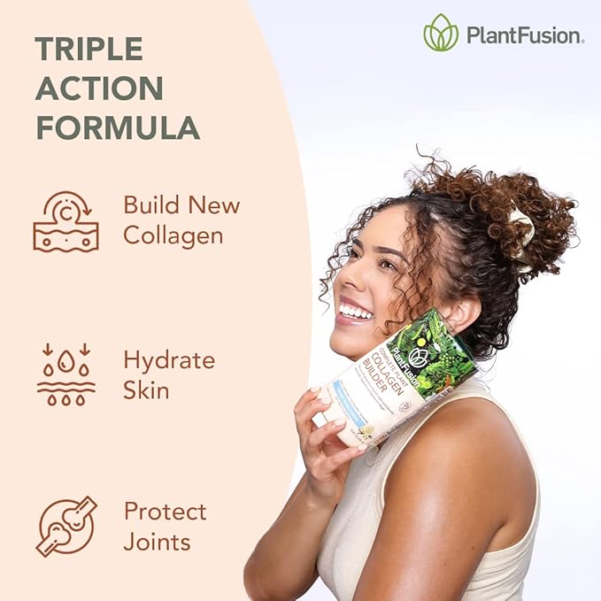 PlantFusion Vegan Collagen Powder - Plant Based Collagen Protein Powder For Muscle &amp Joints Hair Skin &amp Nails - Keto Gluten Free Soy Free Non-Dairy No Sugar Non-GMO - Unflavored 10.58 o