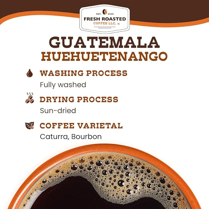 Fresh Roasted Coffee Guatemala Huehuetenango | 2 lb (32 oz) | Single Origin | Medium Roast | Kosher | Whole Bean