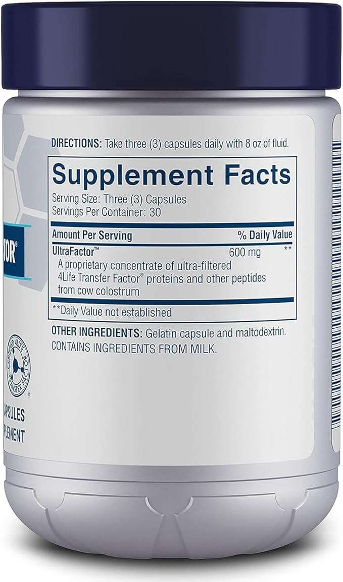 4Life Transfer Factor Classic -with Cow Colostrum for Enhanced Immune Response Recognition and Memory - for Ages 2 and Up - 90 Veggie Capsules