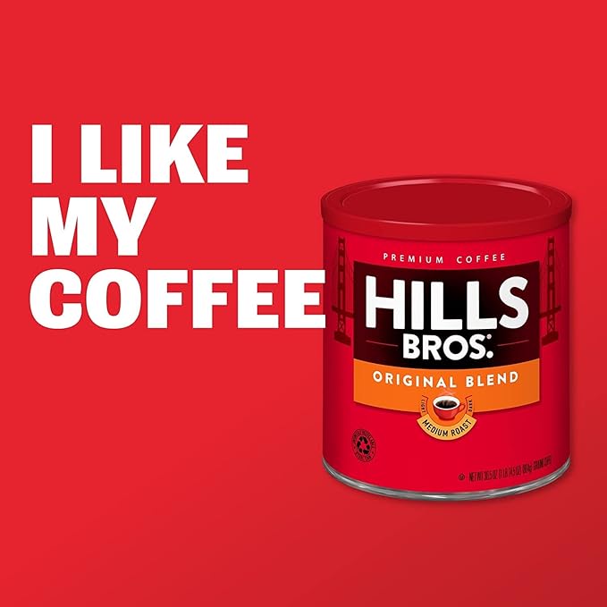 Hills Bros Original Mild Blend Ground Coffee Light Roast Smooth and Balanced for a Rich Light Coffee Taste 30.5 Ounce (Pack of 3)