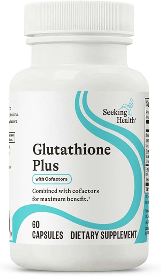 Seeking Health Glutathione Plus 100 mg S-Acetyl-L Glutathione with Cofactors Immune and Detoxification Support Liver Health Antioxidant and Free Radical Support Vegetarian (60 Capsules)