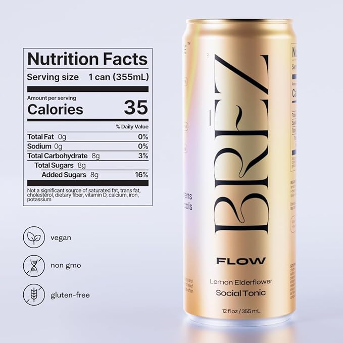BRĒZ Mushroom Drink Variety Pack - Flow Dream &amp Elevate - Lion’s Mane Reishi Cordyceps Mushrooms Non-Infused Adaptogen Tonics for Focus Sleep Mood &amp Energy Vegan 12 fl oz Cans (36 Pac