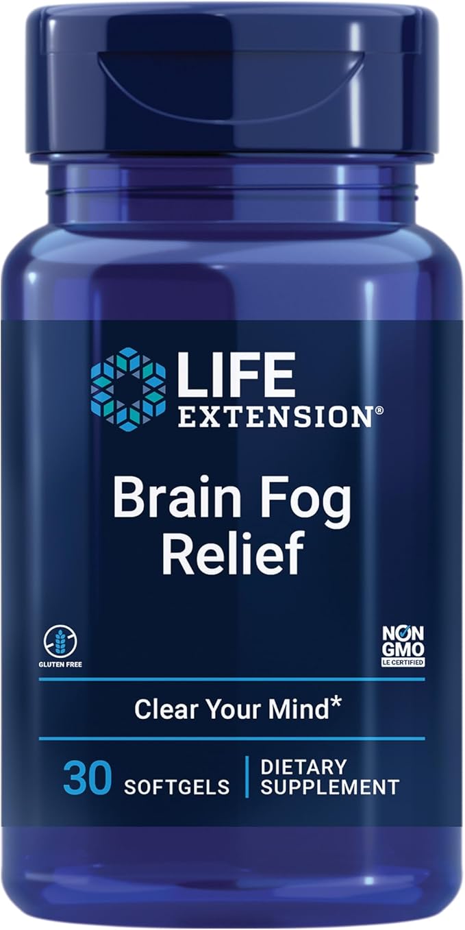 Life Extension Brain Fog Relief Mango Leaf Extract standardized Peppermint Oil nootropic Brain Supplement for Clarity and Focus Fast-Acting Caffeine-Free Gluten Free Non-GMO 30 softgels