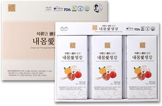 Korean Ginger Extract with Pear Pomegranate Liquid Syrup Juice 300g (10g x 30 EA) Refreshing Ginger Liquid Extract for Tea Latte Seasoning
