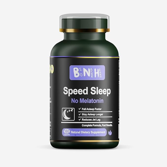 BNH Speed Sleep - Free Sleep Aid - Non-Habit Forming with 15 Herbs - Fall Asleep Faster &amp Deeper Sleep - Wake Refreshed No Morning Grogginess - Natural Chinese Herbal Formula - 180 Capsules