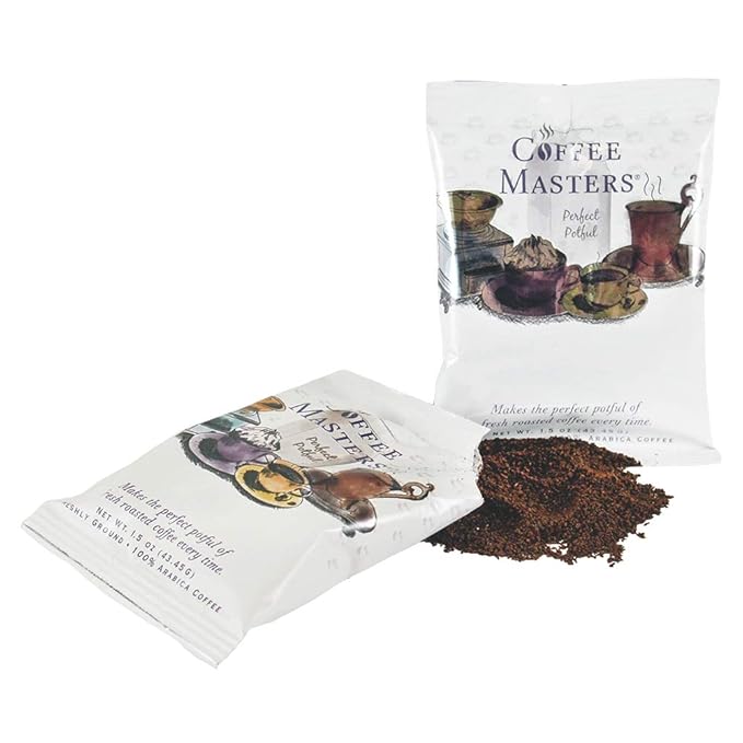 Coffee Masters Perfect Potful Chocolate Raspberry Ground Coffee 1.5-Ounce Packets (Pack of 12)