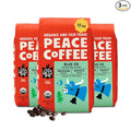 Peace Coffee Blue Ox Blend Medium Roast Whole Bean Coffee 12 oz Pack of 3 Organic Fair Trade Creamy Mild Flavor Shade Grown Fresh Roasted