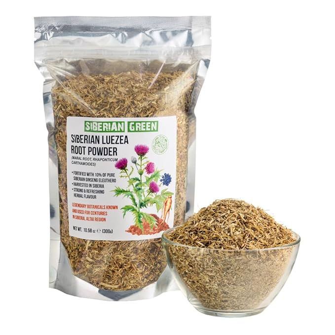Siberian Green Maral Root Tea Loose Powder 300g (10.58oz) with Ginseng Eleuthero Wild Harvested Leuzea Rhaponticum carthamoides from Altai