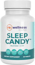 Reignite Wellness by JJ Virgin | Sleep Candy | Chewable 5-HTP Supplement with Inositol Vitamin B6 Melatonin &amp L-Theanine for Adults | Lemon Flavor | 60 Tablets